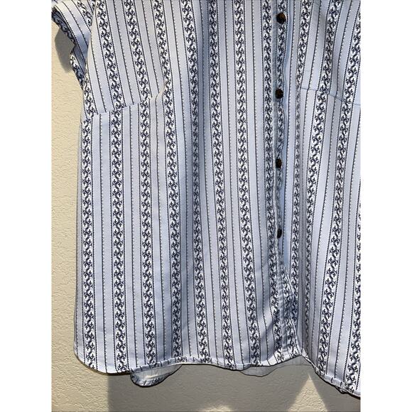 Lands End Womens 1x Blue Striped Oversized Smock Top Beach Resort Minimalist - Picture 5 of 8
